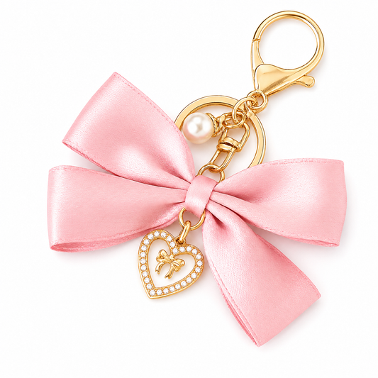 Bow & Pearl bag charm