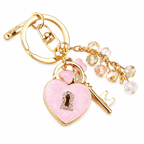 Heart & Key Lock bag charm