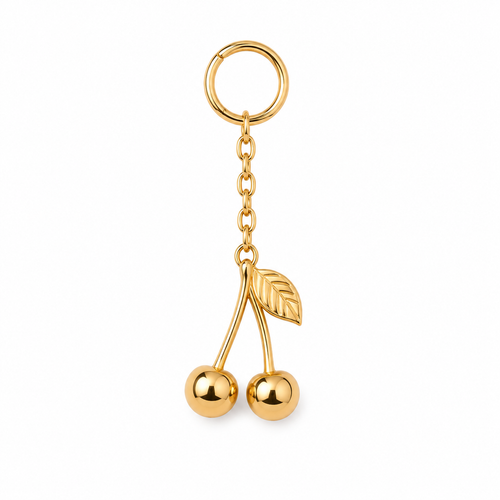 Gold Cherry bag charm